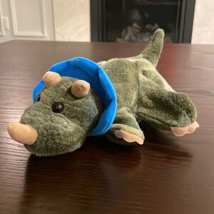 Dream Puppets Plush GREEN DINOSAUR Hand Puppet Excellent Condition 11.5” long